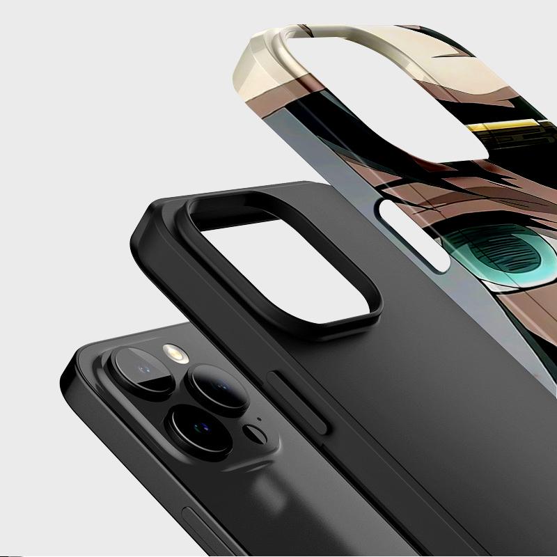 Coque de téléphone brillante avec revêtement par sublimation Plastique dur + Coque souple Demon Slayer: Coque arrière de protection intégrale à motif Kimetsu no Yaiba pour iPhone Samsung