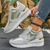 Damen Sneaker Strass Casual Frühling/Herbst Mode Runde Zehenpartie Dicke Sohle Damen Schnürschuhe Sport Laufschuhe