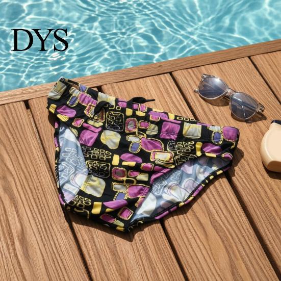 Men Swim Shorts Swimming Trunks Mid-rise Multi Printing Design Quick Swimwear Drying Breathable Briefs Sun-Resistant