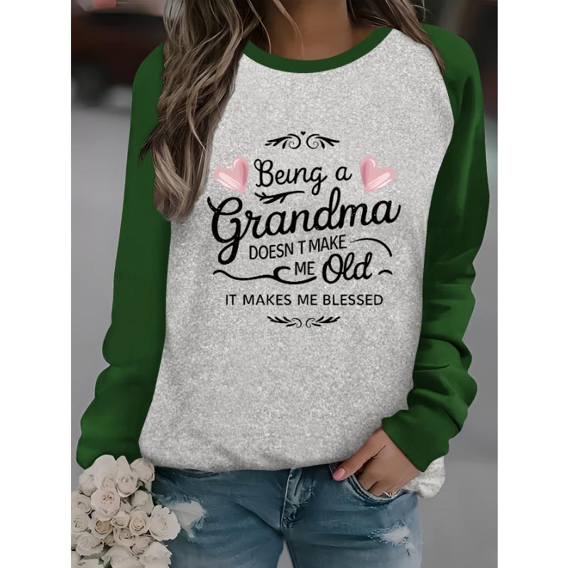 Graphic Printed Raglan Sleeve Women's Autumn and Winter Long Sleeve T-Shirt
