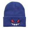 Devil smiley face label wool hat women's autumn and winter warm trend versatile ear protector black knitted hat