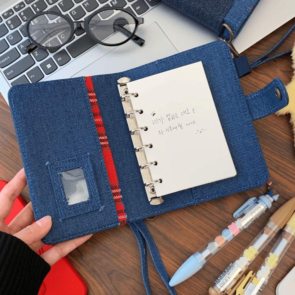 Loose Leaf Binder Notebook A7 Handwritten Diary High-end Retro Denim Notebook Gift