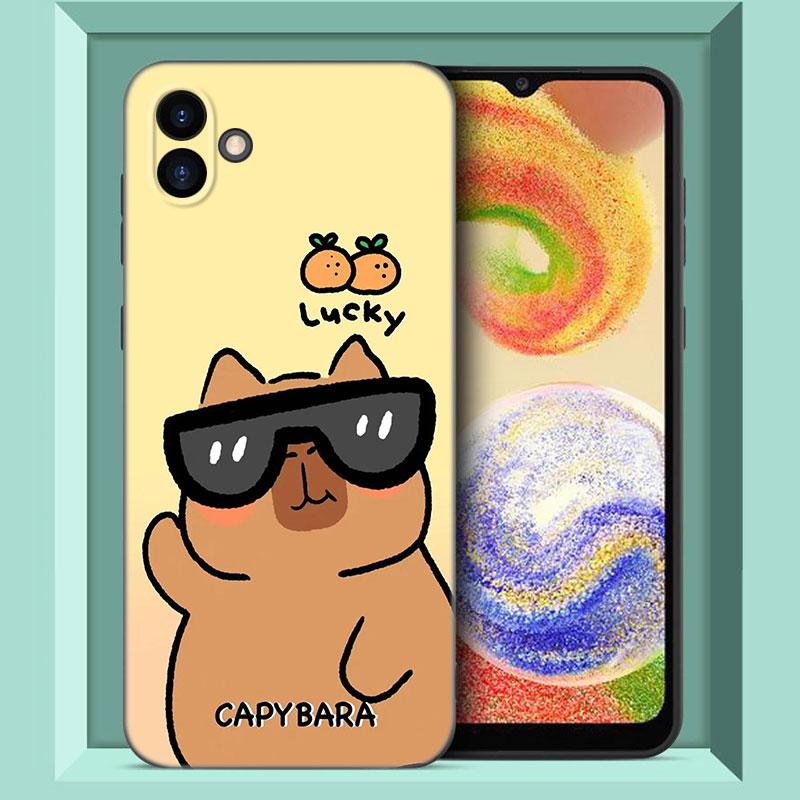 

Милый мультяшный чехол для телефона капибара для Samsung Galaxy A01 A03 Core A04 E A02 A05 A10 A20 A21 A30 A50 S A6 A8 Plus A7 черный чехол Samsung A03 Core