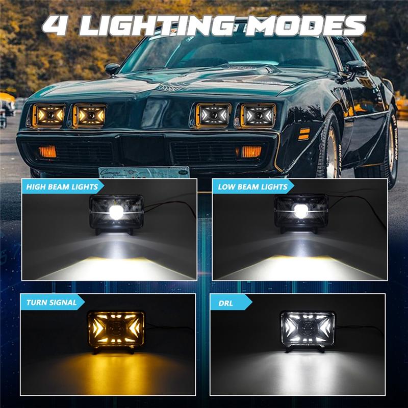 A28G-4X6 Inch LED Headlights 4X6 Inch Daytime Running Lights Replace H4651 H4652 H4656 H4666 H6545