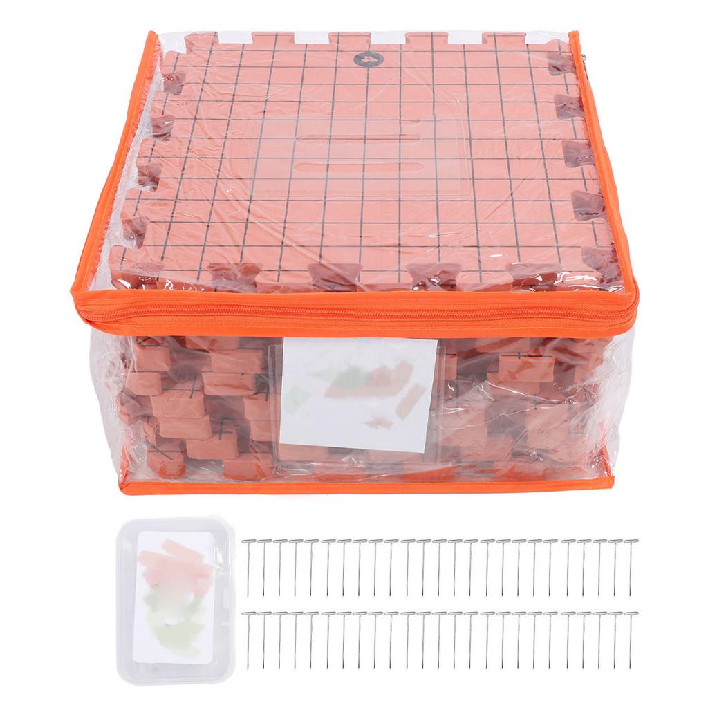 9PCS Knit Blocking Mats with 50PCS T Pins Brick Red Foam Interlocking Boards for Knitting and