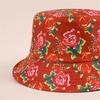 Double Sided Floral Bucket Hat Breathable Fisherman Hat Beanies Hat Rose Printing Cloche Style Vintage Rose Pattern