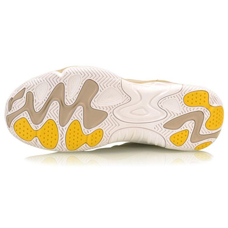 Li Ning Hu Xuan Synthetic Leather Fabric Casual Breathable Lightweight Low-Top Retro Basketball Shoes Men sneakers Gray Yellow AGBP015-4