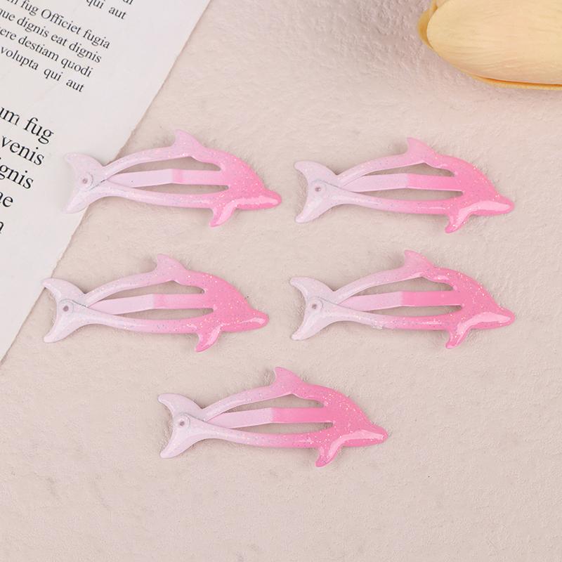 5Pcs Colorful Glitter Dolphin Bb Hair Side Clips Barrettes For Girls Women Child Holiday Party Gift Hair Accessories Headwear