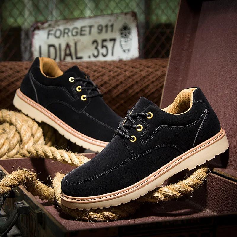 2024Hochwertige Herren Wildleder Freizeitschuhe Britischer Stil Schnürschuhe Plateauschuhe Kurze Stiefel Täglich Outdoor Rutschfest Arbeitsschuhe