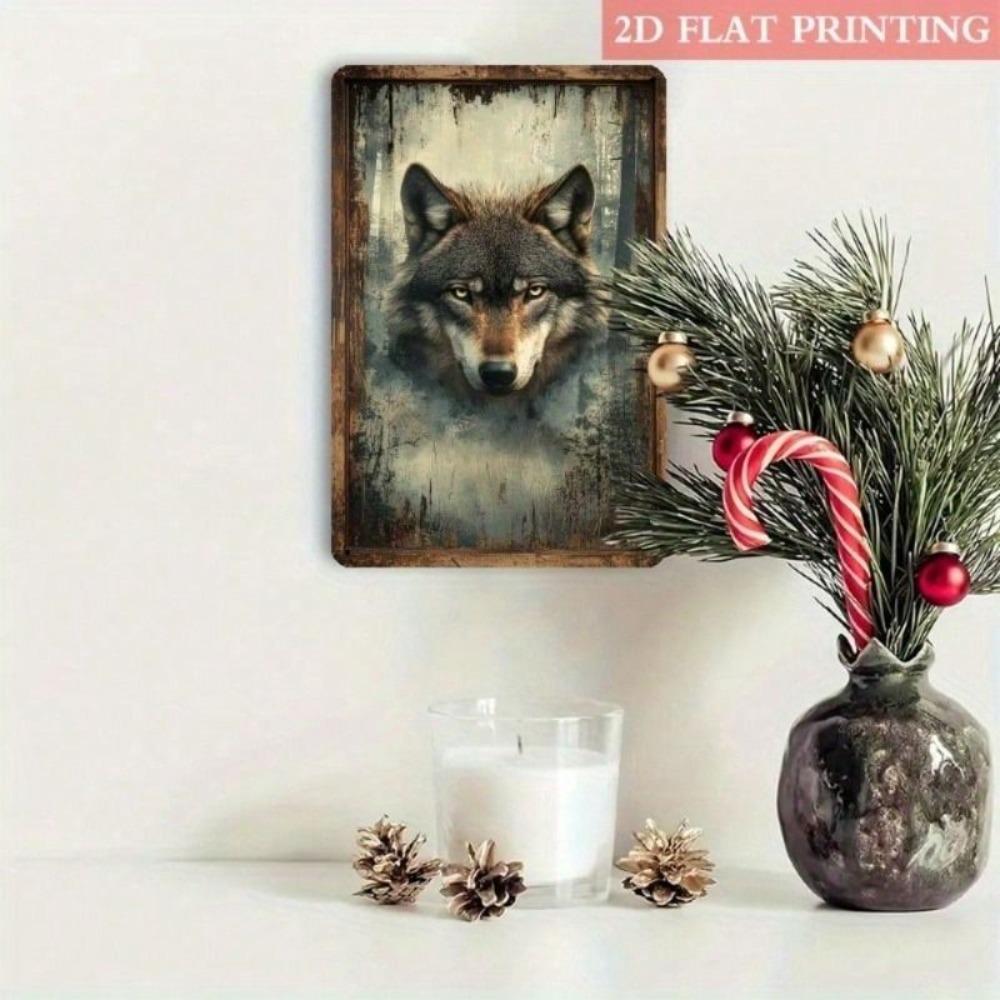 Metal Poster Wolf Mystic Forest Wall Art Office Decor