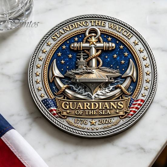 Moneta Commemorativa Decorativa Guardiani del Mare, Hanno Montato la Guardia Souvenir Veterano Incisa su Entrambi i Lati Regalo da Collezione per Marina Guardia Costiera