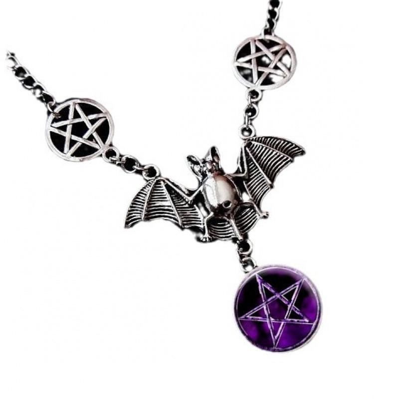 Trendy European & American Bat Pentagram Hip Hop Necklace Pendant