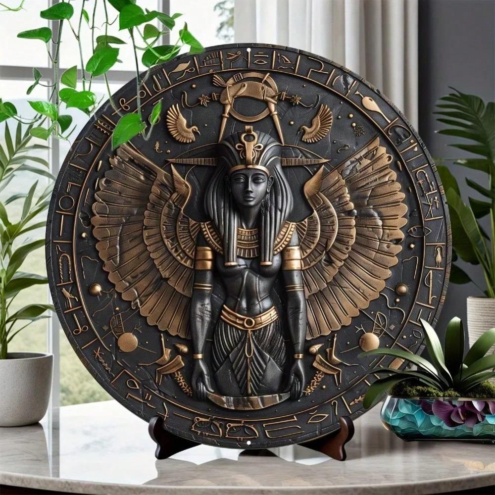 Metal Wall Art Egyptian Pharaoh Goddess Home Decor Hanging Sign Living Room Front Door Halloween Decoration