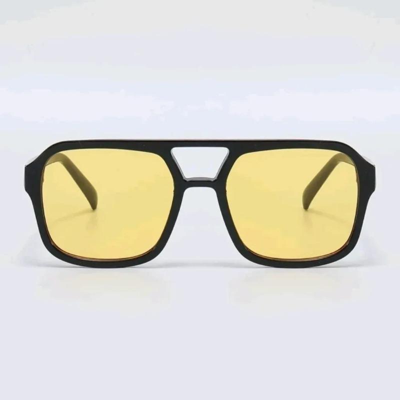 Retro Square Sunglasses with Yellow Lenses Vintage Style UV Protection Unisex Fashion Eyewear
