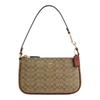 Nolita 19 Classic Presbyopia Zipper Closure Coated Canvas and Smooth Leather Wrist Bag Clutch Small Women's Khaki and Terracotta
