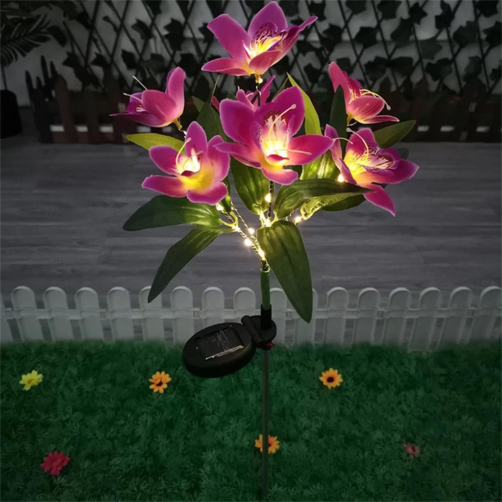 Outdoor Solar Orchid Lights LED landscape Lamp Waterproof Lawn Lamp for Villa Aisle Corridor Garden Holiday Christmas Decoration