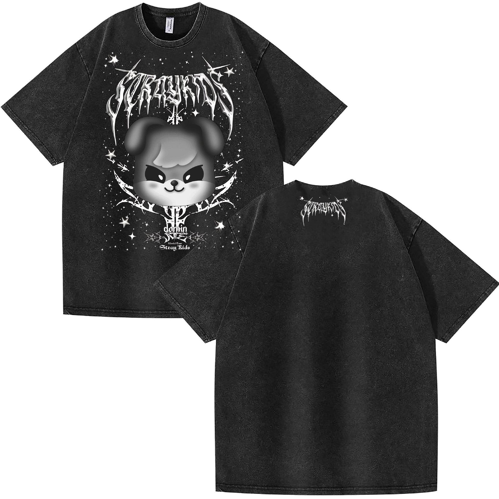 Washed Stray Kids Evil Skzoo Combo Peripheral Print Summer Short Sleeve S
