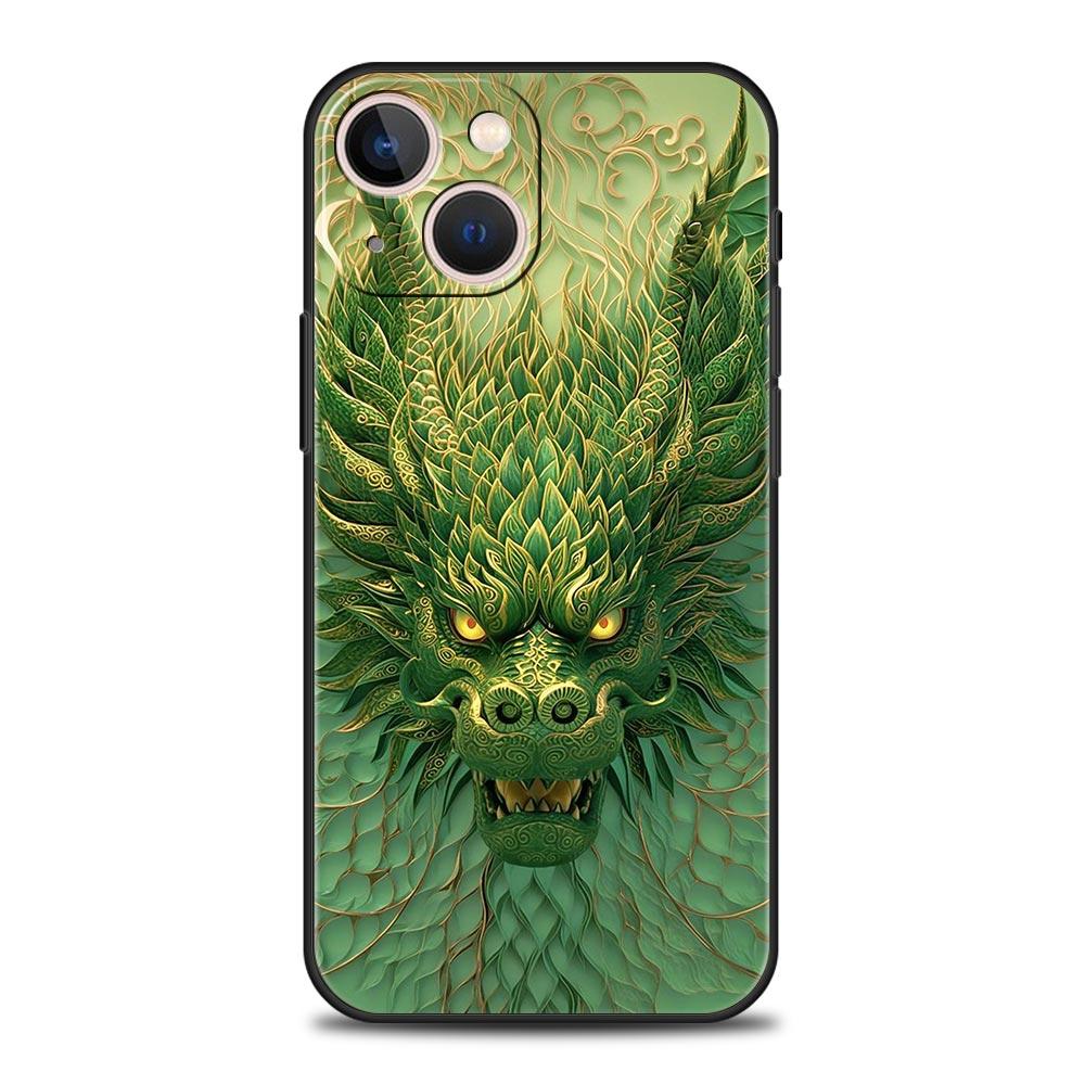 Chinoiserie Loong Flower Dragon Phone Case Cover for iPhone 17 16 15 14 13 12 11 Pro Max 17 Air Plus Shockproof Soft TPU Shell