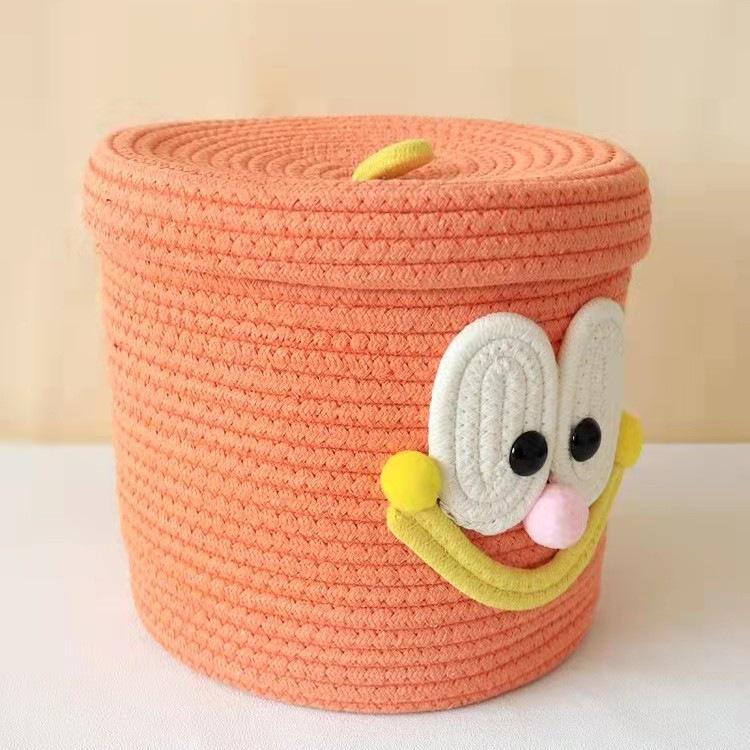 Cotton Thread Woven Basket for Laundry, Snacks, and Sundries.