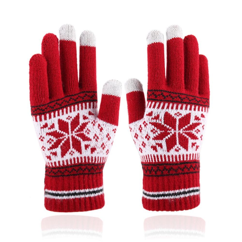 Touch Screen Winter Knitted Gloves Thickened Skiing Gloves High Quality Full Finger Mittens Winter