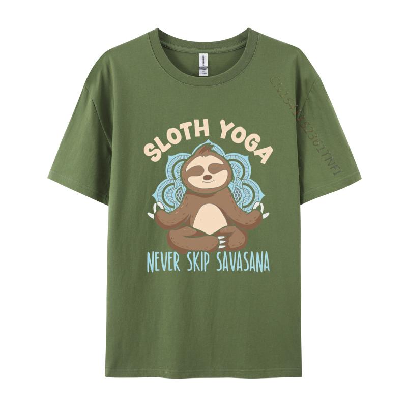 Sloth Yoga Never Skip Savasana Fitnes Tshirts Men Cotton Printing TShirt Fashion Tshirt Gothic Animes