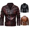 Men's 2020 PU Leather Motorcycle Jacket with Modern Tough Guy Style and Velvet Lining