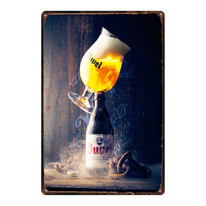 YZFQ Belgické Pivo Duvel Plechové Kovové Značky Deska Vintage Hudební Bar Restaurace Domov Pánská Jeskyně Dekor Nástěnné Samolepky DU-7713B