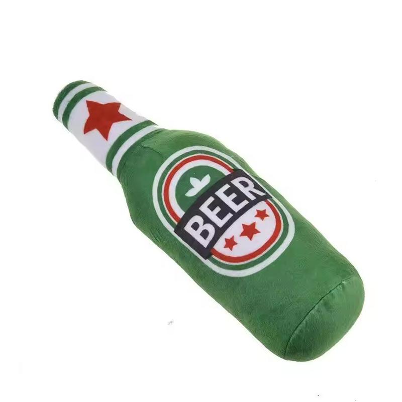 

Durable Eco-friendly Squeaky Interactive Dog Chew Toys Beer Shaped Stylish Dog Plush Toys Wine Bottle Shaped Funny Dog Toys зелёный