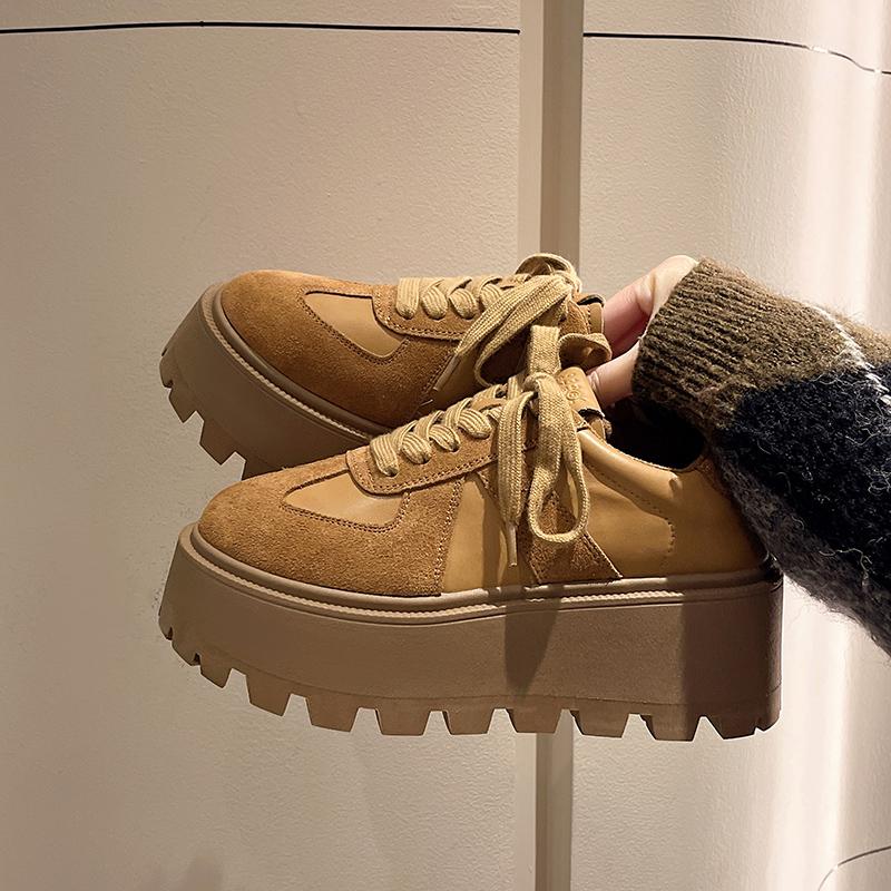 Fashion Aphixta Women Casual Sneaker Boots Shoes Woman Lace Up Platform Height Increasing Modern Boot Chunky Sole Khaki Ankle Boots