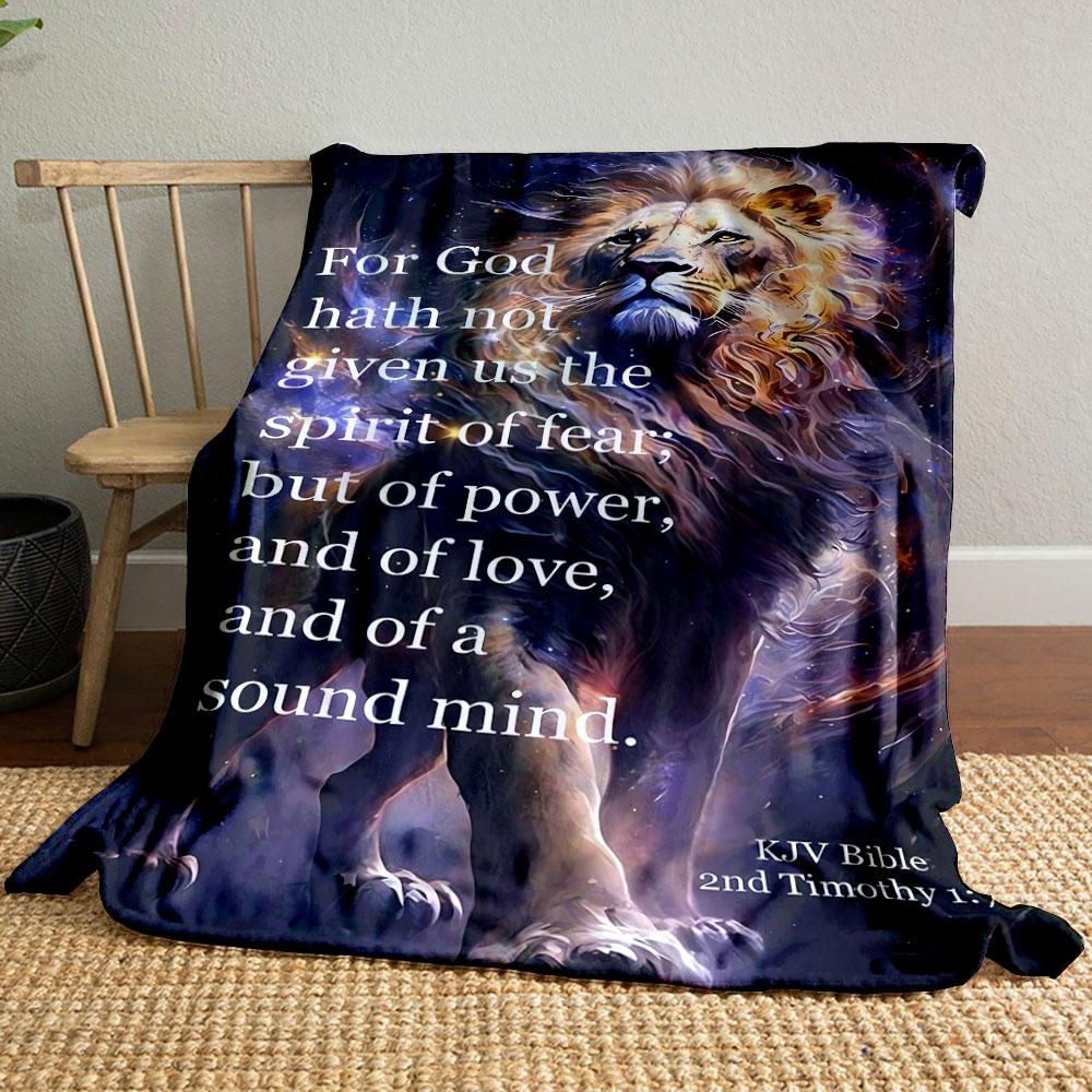 Lion Print Scripture Blanket with Galaxy Style  Printed Blanket for Living Room Bed Couch lunch break Soft Cozy Blanket for Friend s festival Gift 80cm x 120cm