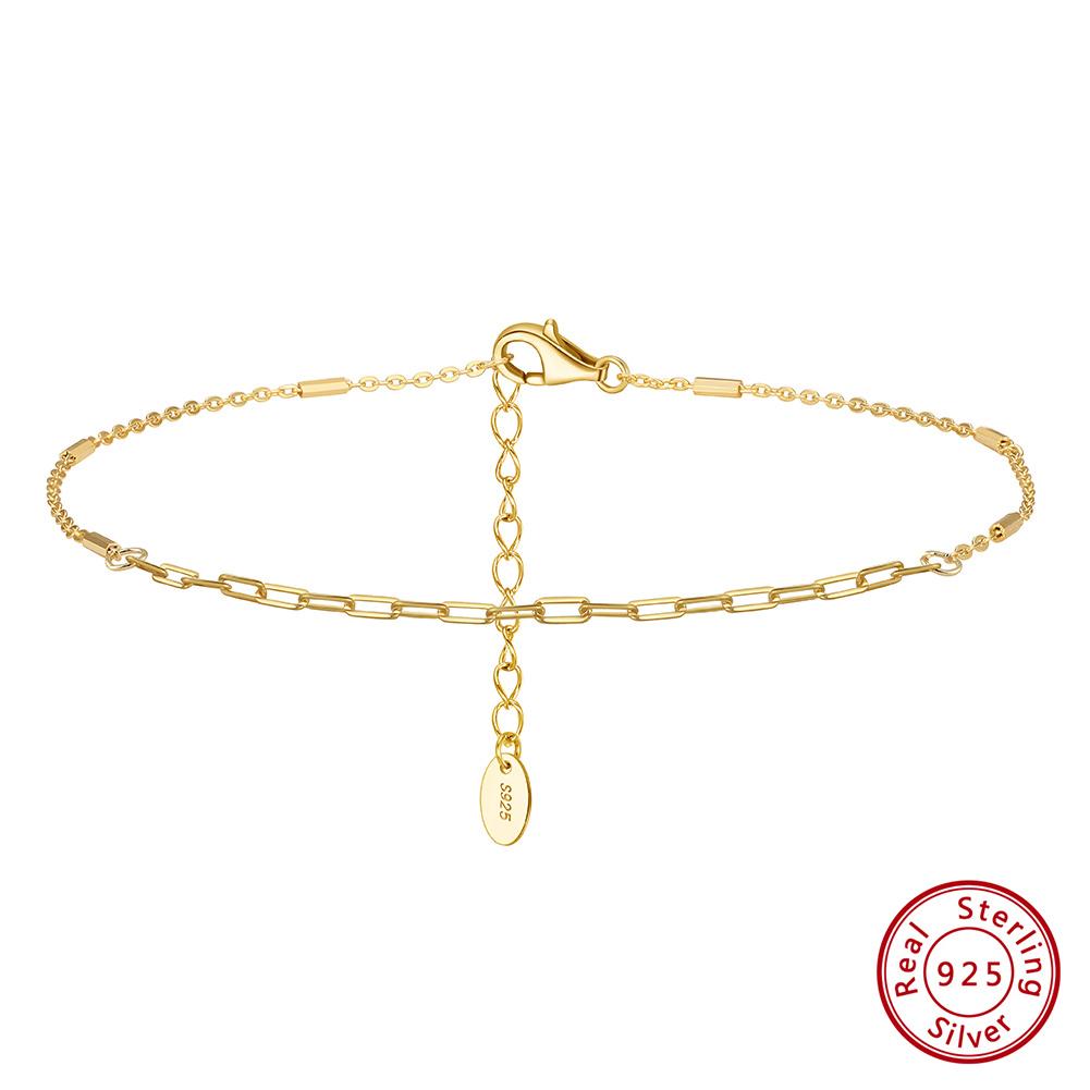 ORSA JEWELS 14K Gold 1,2 mm Italienische Cubanische Kette Fußkettchen für Damen 925 Sterling Silber Feines Sommer Strand Fußarmband Fußkettchen SA43