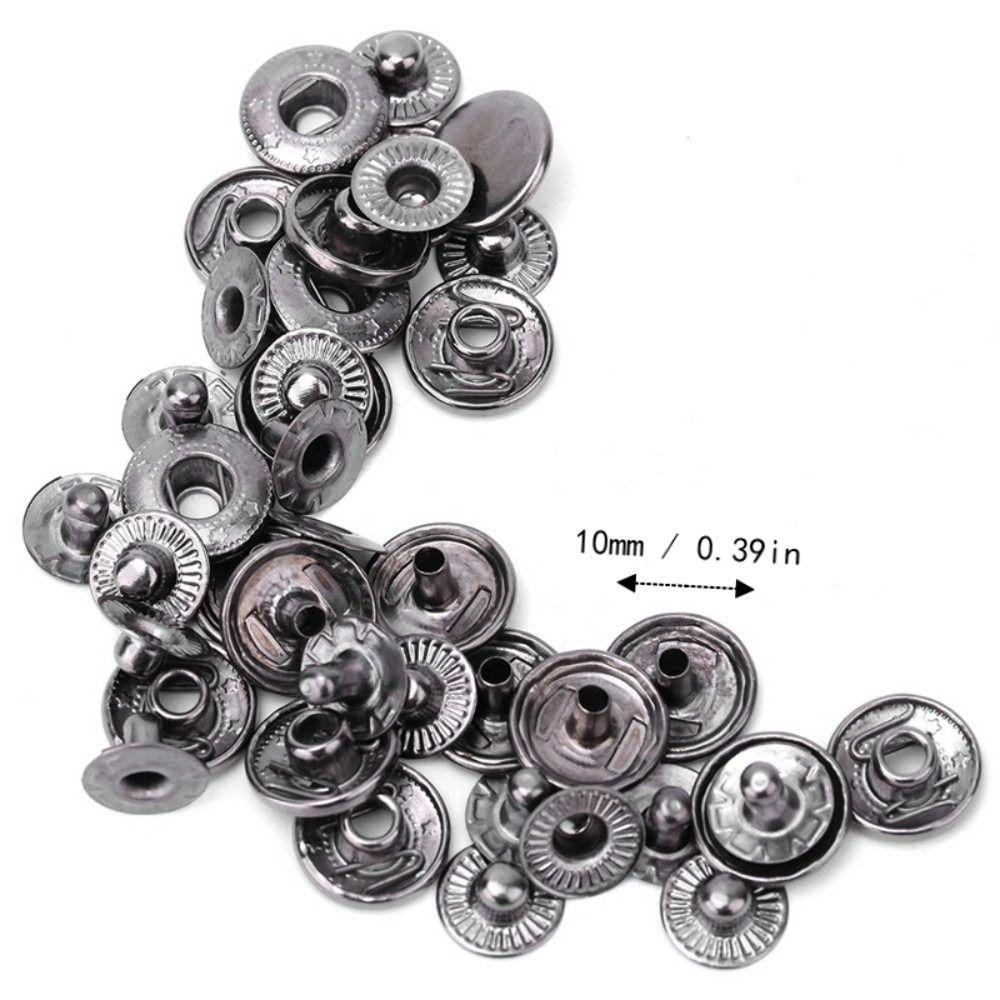 50set Durable Brass Snap Fasteners Round Shape 10mm Diameter Press Studs Metal Button Snaps Diy Sewing