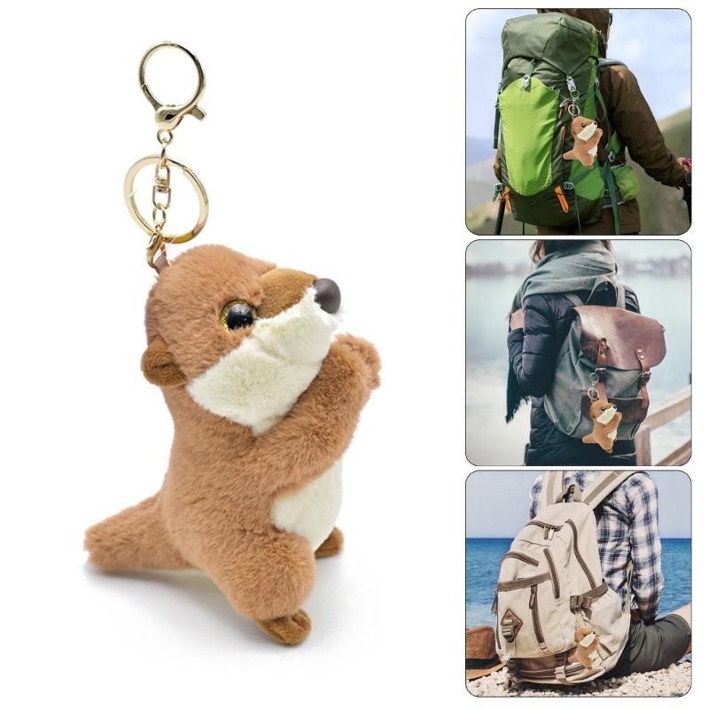 Plush Otters Pendant Keychain Accessory Comfortable Bag Charm Stylish Animal Charm Keyring Ornament for Women Girls