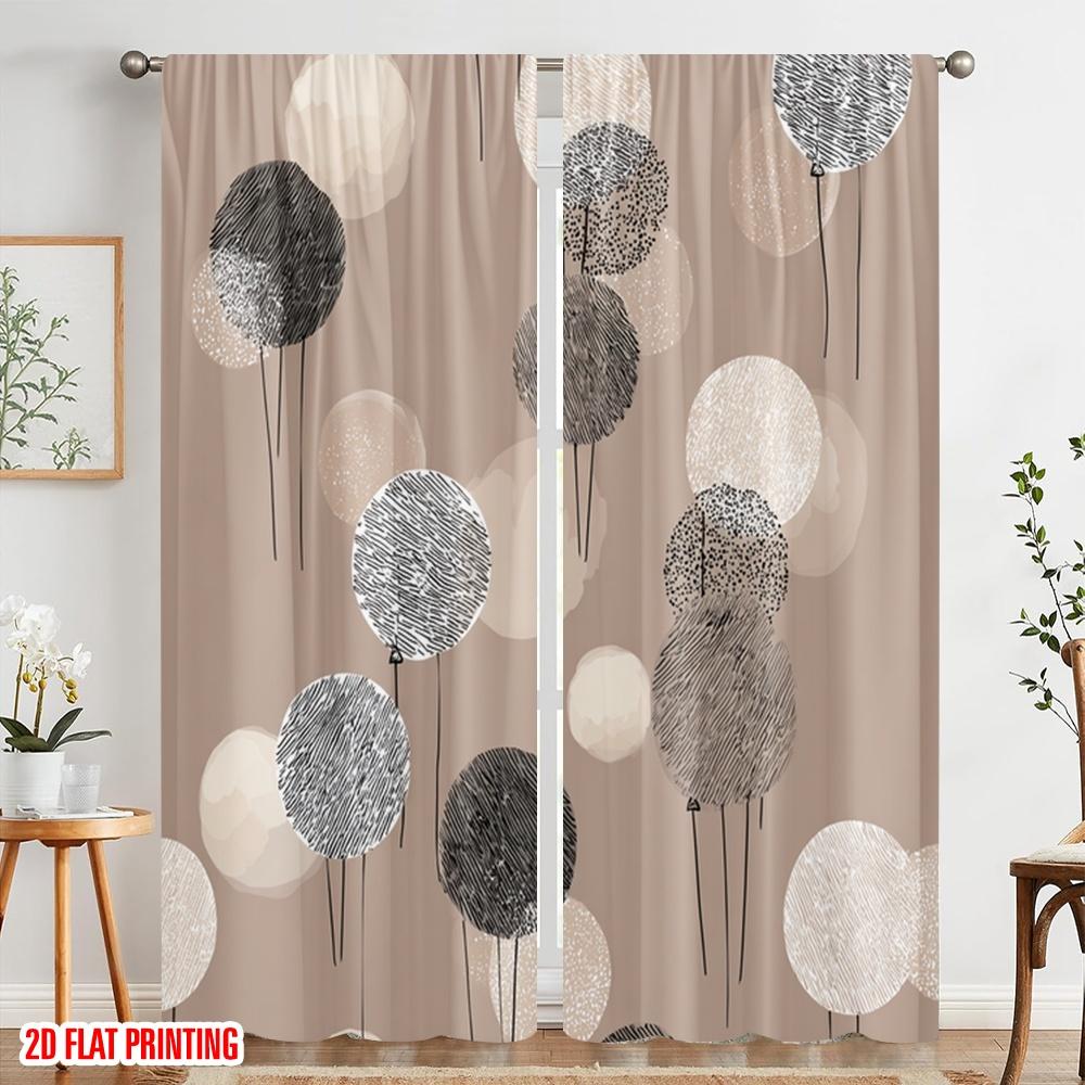2pcs,2D plane printing Minimalist Curtains Abstract Circle Fusion 100% Polyester (without rod) Art Deco Festive Perfect for
