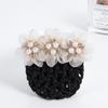 Elegant Imitation Pearl Delicate Flower Hair Net Dual-Use Cloth Cover Net Spring Clips Ornament Colorful Bun Net Snood Korean