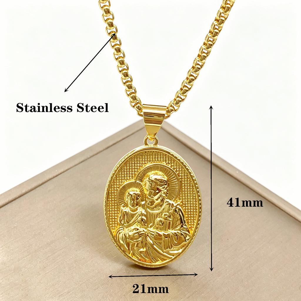 Classic Christian Catholic Jesus Christ Our Lady of Guadalupe Stainless Steel Chain Necklace for Men Women Party Amulet Jewelry