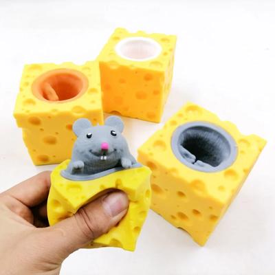 Pop-Up Lustige Maus und Käseblock Quetsch-Anti-Stress-Spielzeug Verstecken-und-Suchen-Figuren Stressabbau Fidget Toys für Kinder Erwachsene
