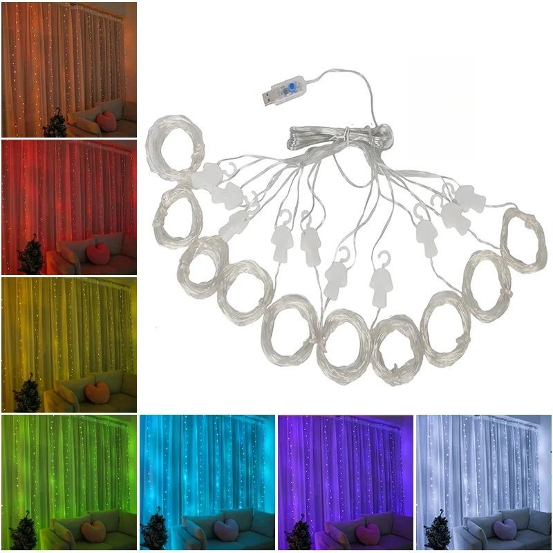 3*3m LED Curtain Lights USB Powered 8 Mode Remote Control Fairy String,Decoration Lights For Garland Wedding Home Bedroom