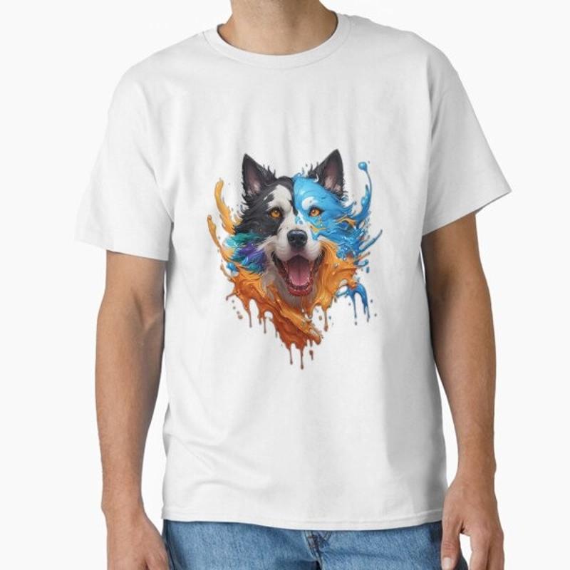 Splash Art Dog Classic T Shirt Made in US AUS Size S 2XL