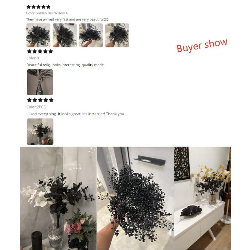 Halloween Black Artificial Plant Vine Eucalyptus Persian Fern Leaf Plastic Fake Flower Grass Home Party Garden Decor Photo Props