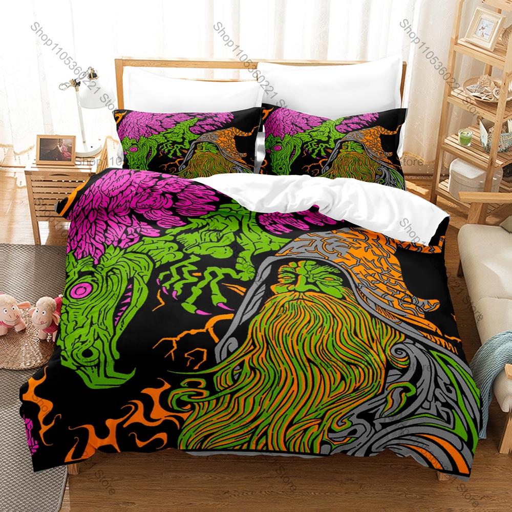 King Gizzard & The Lizard Wizard Bedding Set Duvet Cover + 2 Pillowcases Neo Psychedelic Rock Retro Bedroom Decor