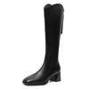 High-heeled Boots Women's 2024 New Autumn and Winter Knee Boots V-mouth High Boots Thick-heeled Thin Knight Boots