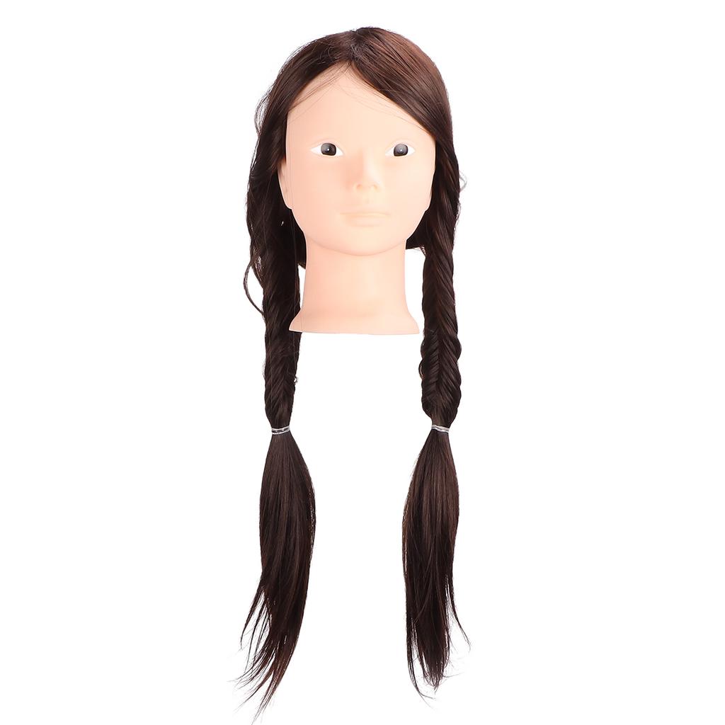 Long Brown Hair Mannequin Head High Temperature Synthetic Hair Styling Practice Training Head for Beauty Teachers