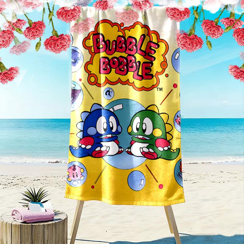 Bubble Bobble 2D Flat Print Beach Towel, Large Soft Quick Dry Towel for Beach Camping SwimmingXSTJ0915458