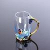 Household Glass Enamel Flower Tea Cup Heat-Resistant Transparent Coffee Cup Handmade Flower Pattern Tea Mug Afternoon Tea
