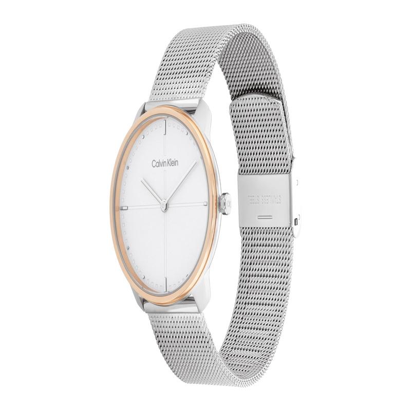 Calvin Klein Ewige Serie Uhr Quarzwerk Edelstahlarmband Weißes Zifferblatt Damenuhr Erhältlich Geschenkbox Einfache Stahlkette 25200157