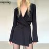 Elegant bodycon sexy Women's dress for women 2022 summer long sleeve V-neck mini dresses woman robe femme ladies vestidos mujer