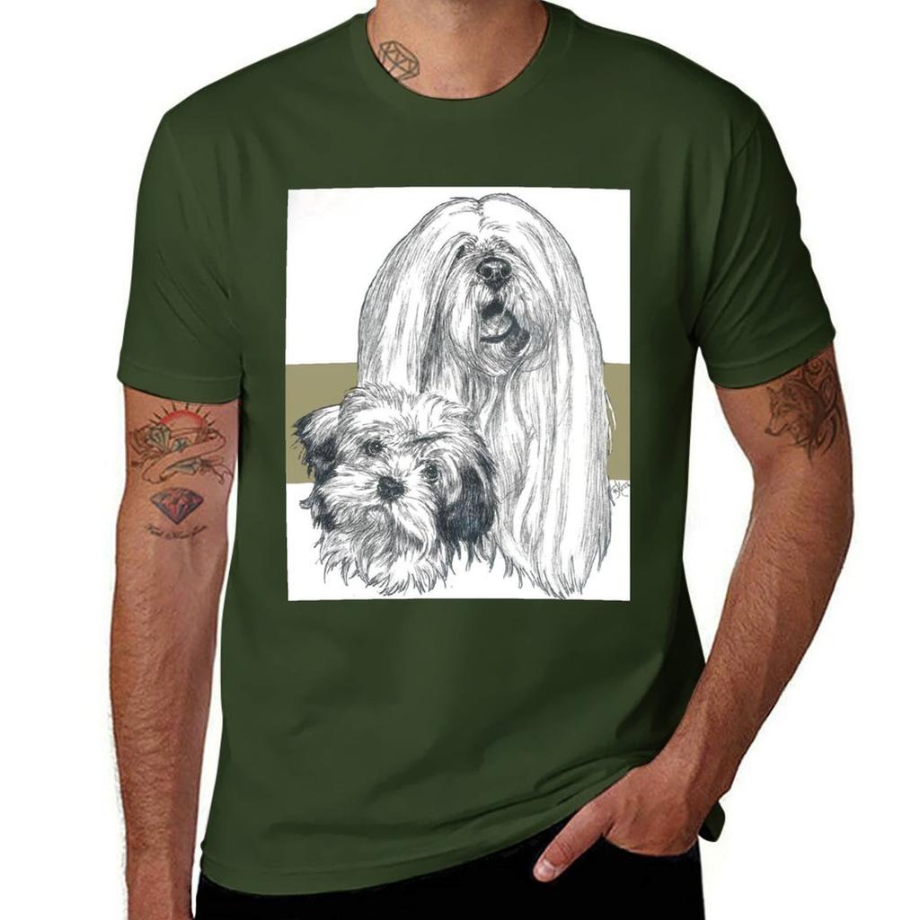 Lhasa Apso Father  Son TShirt Cotton Man Tshirts Anime T Shirts Luxury Man Plain T Shirts Men