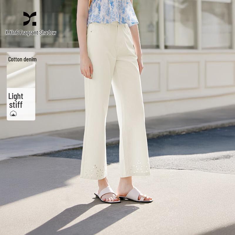 Women s White Embroidered Straight-Leg Cropped Jeans L