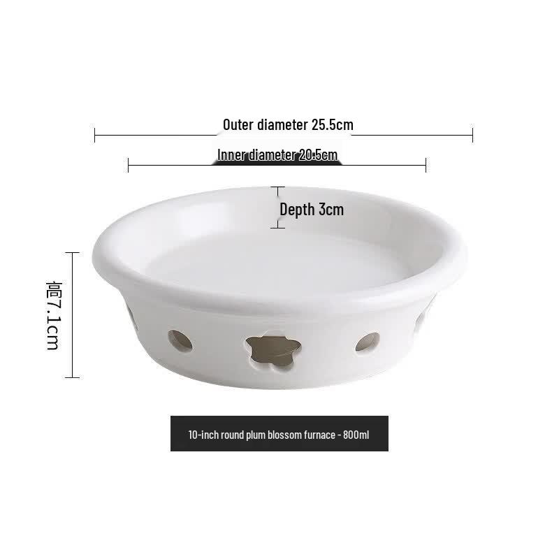 Ceramic Warming Fish Platter with Integrated Stove 10-inch Round